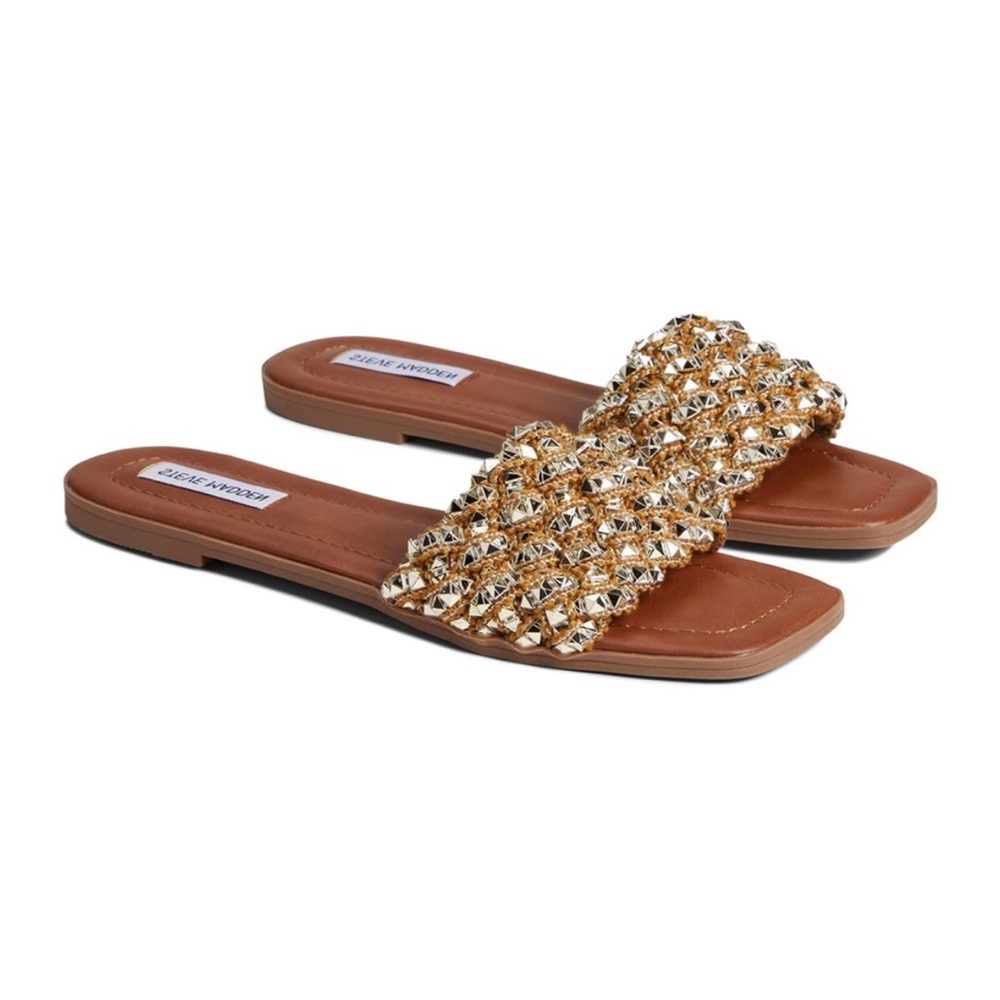 Steve Madden Tan Brown Triangle
Stone Encrusted Rokky Slide Sandals size 7.5